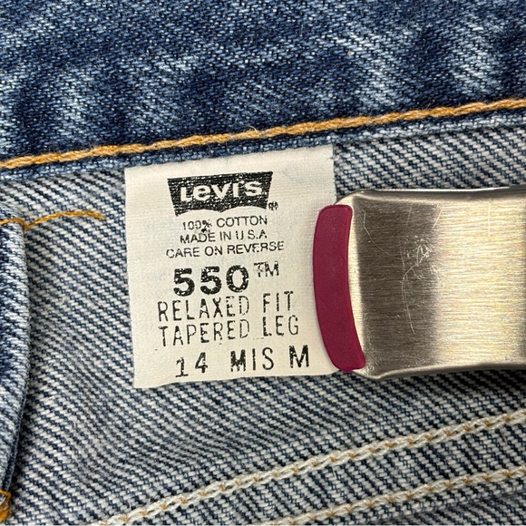 Vintage 90s Levi's 550 Relaxed Fit Tapered Leg Jeans Distressed Made In USA 14 - Picture 9 of 11